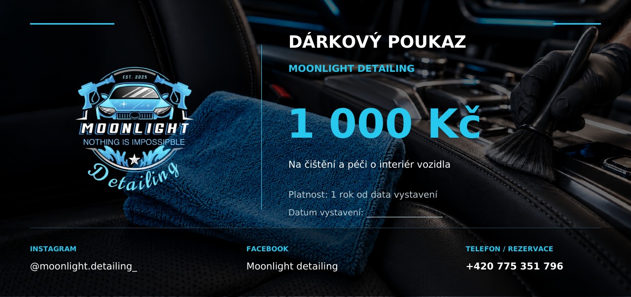 Náhled dárkového voucheru Moonlight Detailing v hodnotě 1 000 Kč